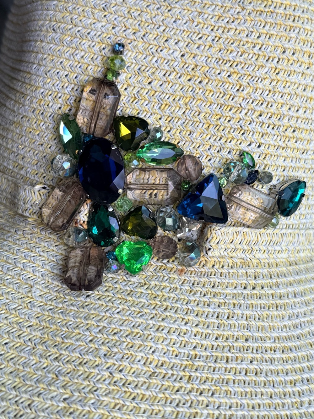 Sun N Sand UPF 50+ Wide Brim Hat Jeweled Rhinestone Embellished OOAK - Picture 6 of 7
